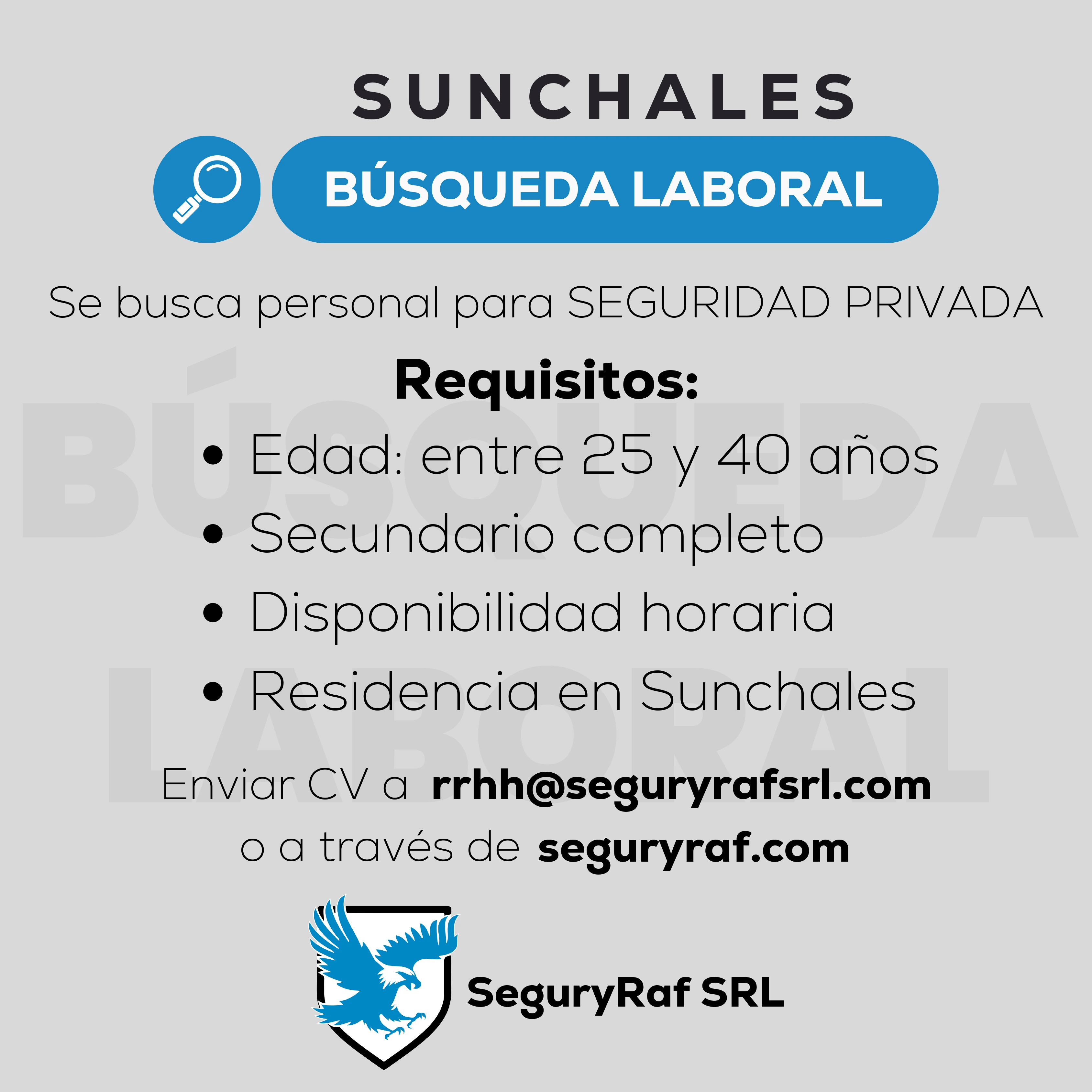 Busqueda Laboral Sunchales SeguryRaf
